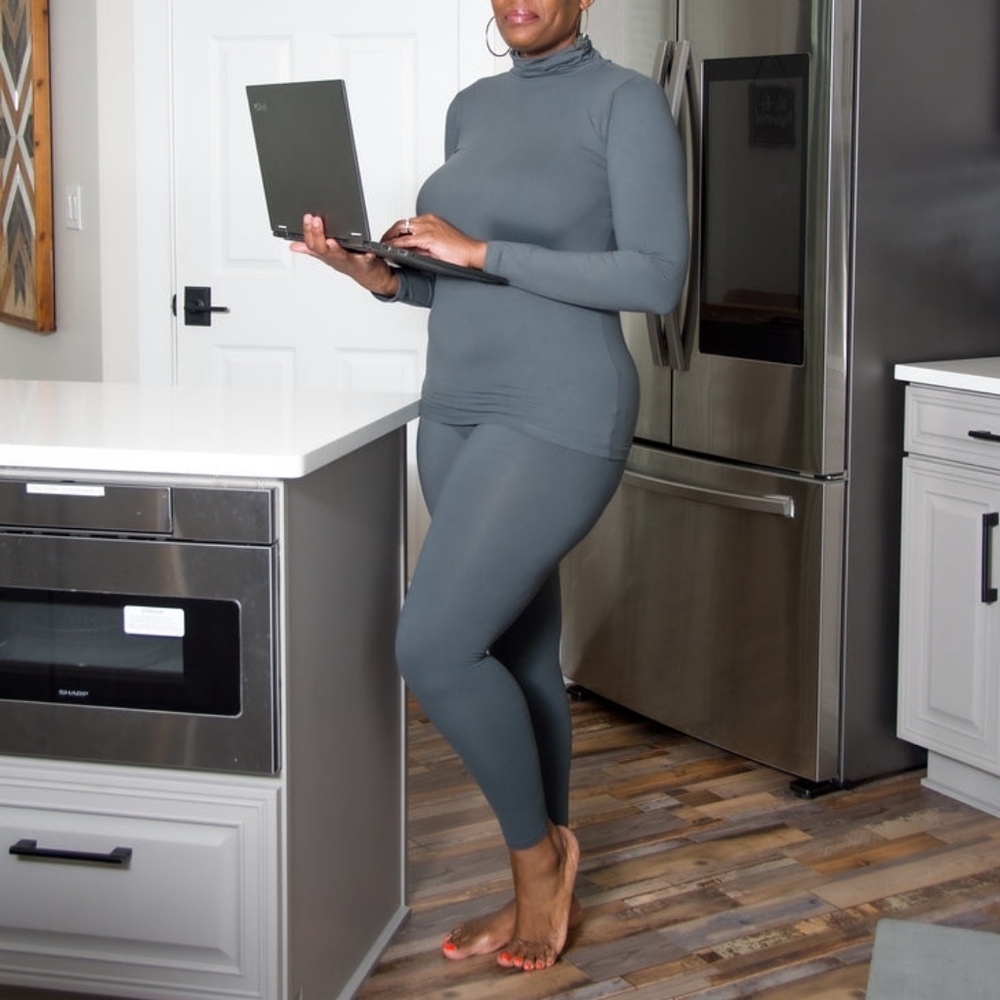 Grey Mock Neck Set